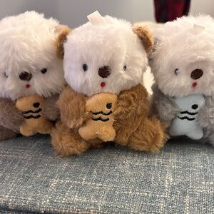 Cuddly Otters Trio Plush Set - White, Brown, Gray